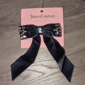 Juicy Couture Elegant Black Satin Bow with Gold Accents